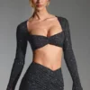 Lumina Embellished Long-Sleeve Crop Top i svart Lumina Embellished Long-Sleeve Crop Top i svart