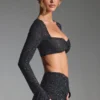 Lumina Embellished Long-Sleeve Crop Top i svart Lumina Embellished Long-Sleeve Crop Top i svart