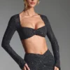 Lumina Embellished Long-Sleeve Crop Top i svart Lumina Embellished Long-Sleeve Crop Top i svart
