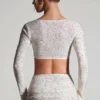 Lumina Embellished Long-Sleeve Crop Top i vitt Lumina Embellished Long-Sleeve Crop Top i vitt