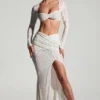Lumina Embellished Long-Sleeve Crop Top i vitt Lumina Embellished Long-Sleeve Crop Top i vitt