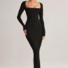 Lux Modal Bodycon-maxiklänning med fyrkantig halsringning i svart Lux Modal Bodycon-maxiklänning med fyrkantig halsringning i svart