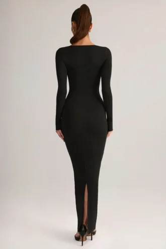 Lux Modal Bodycon-maxiklänning med fyrkantig halsringning i svart