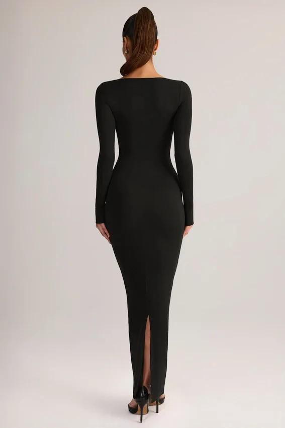 Lux Modal Bodycon-maxiklänning med fyrkantig halsringning i svart Lux Modal Bodycon-maxiklänning med fyrkantig halsringning i svart