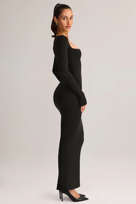 Lux Modal Bodycon-maxiklänning med fyrkantig halsringning i svart Lux Modal Bodycon-maxiklänning med fyrkantig halsringning i svart