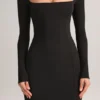 Lux Modal Bodycon-maxiklänning med fyrkantig halsringning i svart Lux Modal Bodycon-maxiklänning med fyrkantig halsringning i svart