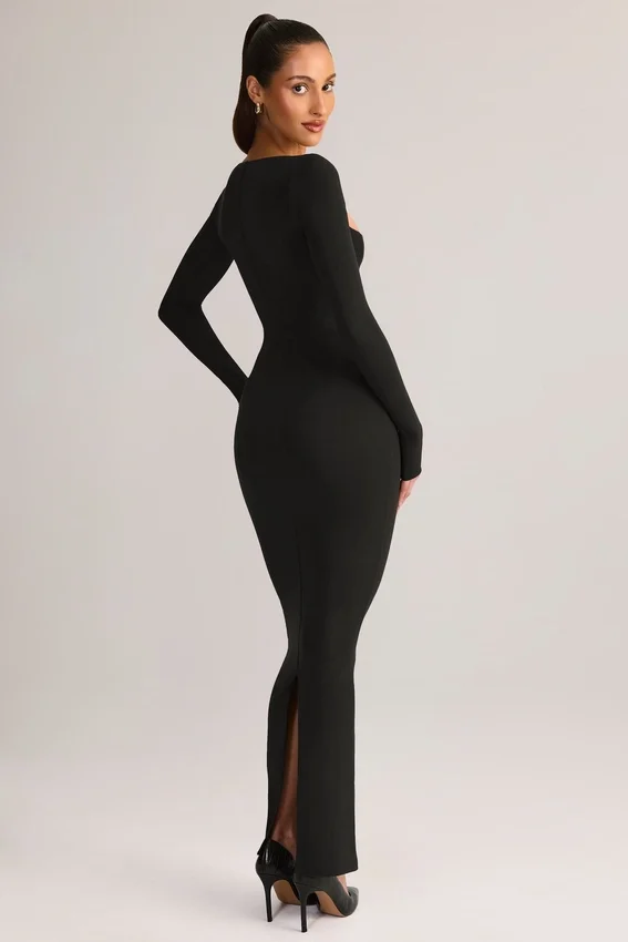 Lux Modal Bodycon-maxiklänning med fyrkantig halsringning i svart Lux Modal Bodycon-maxiklänning med fyrkantig halsringning i svart