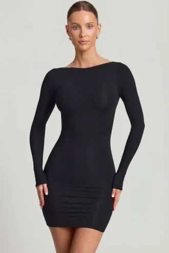 Lyla Modal Bodycon-miniklänning med öppen rygg i svart