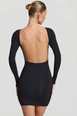Lyla Modal Bodycon-miniklänning med öppen rygg i svart