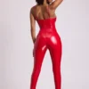 Lynx Vinyl Plunge Neck Catsuit i Fire Red Lynx Vinyl Plunge Neck Catsuit i Fire Red