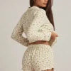 Maphie Modal Ruffle-Trim Pyjama Shorts i citrongult mönster Maphie Modal Ruffle-Trim Pyjama Shorts i citrongult mönster