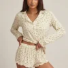Maphie Modal Ruffle-Trim Pyjama Shorts i citrongult mönster Maphie Modal Ruffle-Trim Pyjama Shorts i citrongult mönster