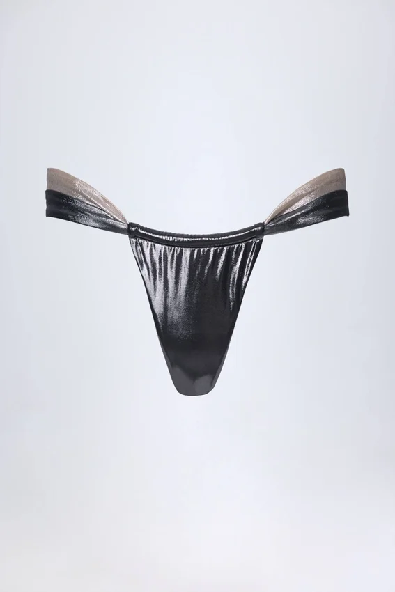 Maravi Ruched Thong Bikinibyxor i Silver Chrome Maravi Ruched Thong Bikinibyxor i Silver Chrome