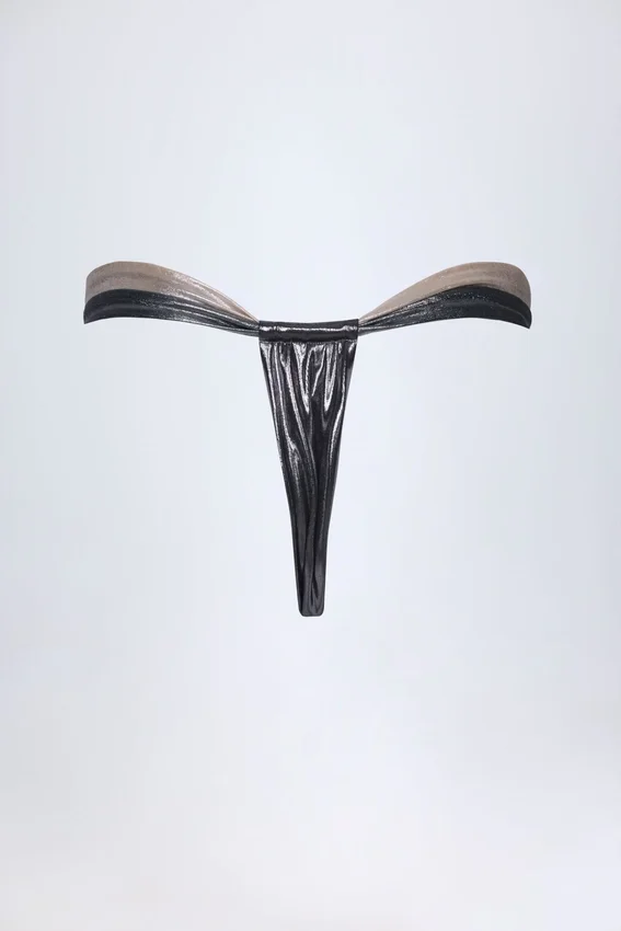 Maravi Ruched Thong Bikinibyxor i Silver Chrome Maravi Ruched Thong Bikinibyxor i Silver Chrome