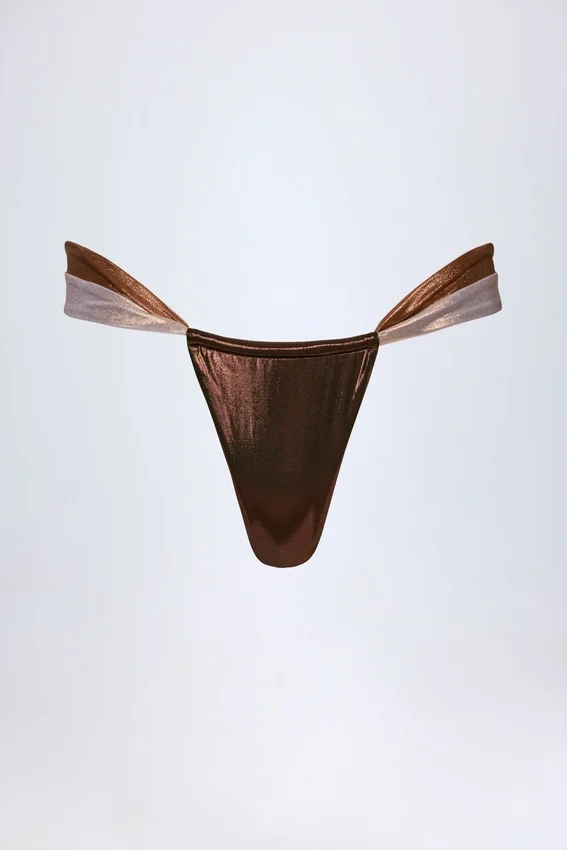 Maravi rynkad stringbikiniunderdel i bronsguld Maravi rynkad stringbikiniunderdel i bronsguld