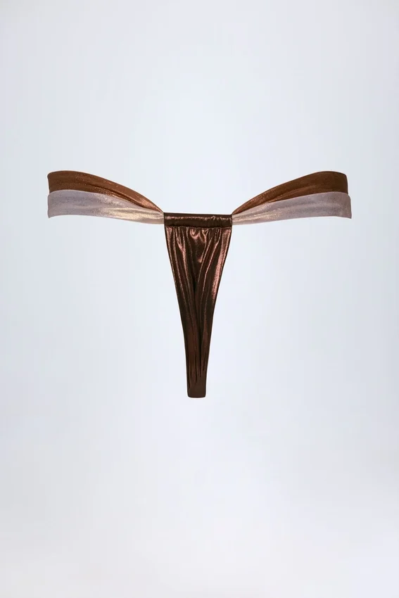 Maravi rynkad stringbikiniunderdel i bronsguld Maravi rynkad stringbikiniunderdel i bronsguld
