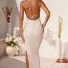 Mariposa Plunge Cowl Neck Floor Length Klänning i ivory Mariposa Plunge Cowl Neck Floor Length Klänning i ivory