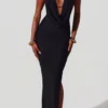 Mariposa Plunge Cowl Neck Floor Length Klänning i svart Mariposa Plunge Cowl Neck Floor Length Klänning i svart