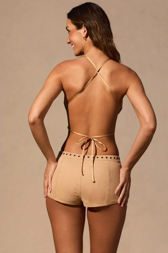 Maris Butterfly Tie-Back Top i Tan Maris Butterfly Tie-Back Top i Tan