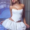 Marnie Bubble Hem Micro Mini Kjol i vitt Marnie Bubble Hem Micro Mini Kjol i vitt