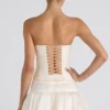 Melvina Ruched Lace-Up Strapless Corset Top i ivory Melvina Ruched Lace-Up Strapless Corset Top i ivory