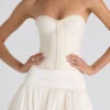 Melvina Ruched Lace-Up Strapless Corset Top i ivory Melvina Ruched Lace-Up Strapless Corset Top i ivory