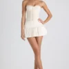 Melvina Ruched Lace-Up Strapless Corset Top i ivory Melvina Ruched Lace-Up Strapless Corset Top i ivory