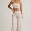 Melida Modal Foldover Wide-Leg Trousers i rosa och gula ränder Melida Modal Foldover Wide-Leg Trousers i rosa och gula ränder