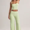 Melida Modal Foldover Wide-Leg Trousers i salviagrön Melida Modal Foldover Wide-Leg Trousers i salviagrön