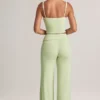 Melida Modal Foldover Wide-Leg Trousers i salviagrön Melida Modal Foldover Wide-Leg Trousers i salviagrön