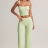 Melida Modal Foldover Wide-Leg Trousers i salviagrön Melida Modal Foldover Wide-Leg Trousers i salviagrön