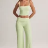 Melida Modal Foldover Wide-Leg Trousers i salviagrön Melida Modal Foldover Wide-Leg Trousers i salviagrön