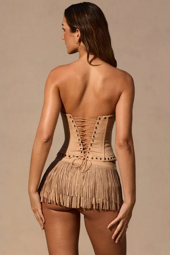 Meliora fransede mini-shorts i tan Meliora fransede mini-shorts i tan