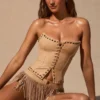 Meliora fransede mini-shorts i tan Meliora fransede mini-shorts i tan