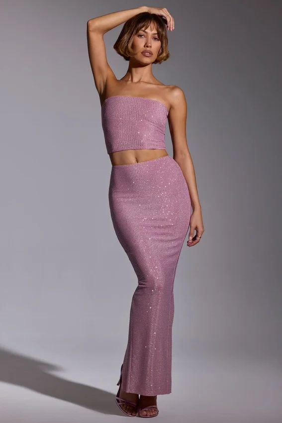 Melisande Embellished Mid Rise Gown Kjol i ljusrosa Melisande Embellished Mid Rise Gown Kjol i ljusrosa