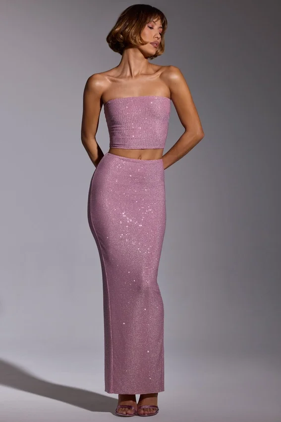 Melisande Embellished Mid Rise Gown Kjol i ljusrosa Melisande Embellished Mid Rise Gown Kjol i ljusrosa