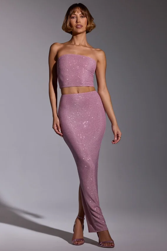 Melisande Embellished Mid Rise Gown Kjol i ljusrosa Melisande Embellished Mid Rise Gown Kjol i ljusrosa