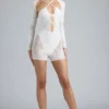 Melody Embellished Cut-Out Unitard i ivory Melody Embellished Cut-Out Unitard i ivory