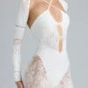 Melody Embellished Cut-Out Unitard i ivory Melody Embellished Cut-Out Unitard i ivory