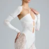 Melody Embellished Cut-Out Unitard i ivory Melody Embellished Cut-Out Unitard i ivory