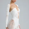 Melody Embellished Cut-Out Unitard i ivory Melody Embellished Cut-Out Unitard i ivory
