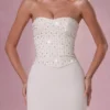 Melora Embellished Corset Strapless Gown i Ivory Melora Embellished Corset Strapless Gown i Ivory