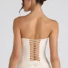 Melvina Ruched Lace-Up Strapless Corset Top i ivory Melvina Ruched Lace-Up Strapless Corset Top i ivory