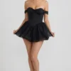Meredith Off-Shoulder Layered Corset Micro Miniklänning i svart Meredith Off-Shoulder Layered Corset Micro Miniklänning i svart