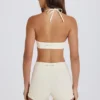 Minishorts med hög midja i krämfärg Minishorts med hög midja i krämfärg