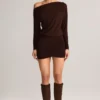 Mira Modal Off-Shoulder Wrap Miniklänning i chokladbrunt Mira Modal Off-Shoulder Wrap Miniklänning i chokladbrunt