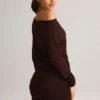 Mira Modal Off-Shoulder Wrap Miniklänning i chokladbrunt Mira Modal Off-Shoulder Wrap Miniklänning i chokladbrunt