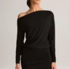 Mira Modal Off-Shoulder Wrap Miniklänning i svart Mira Modal Off-Shoulder Wrap Miniklänning i svart