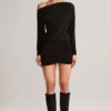 Mira Modal Off-Shoulder Wrap Miniklänning i svart Mira Modal Off-Shoulder Wrap Miniklänning i svart