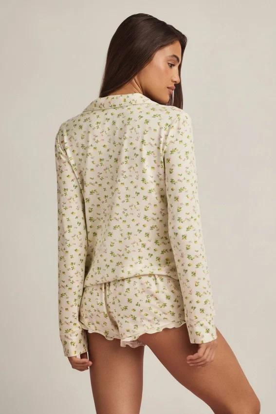 Mirae Modal långärmad pyjamasöverdel med citronmönster Mirae Modal långärmad pyjamasöverdel med citronmönster